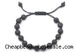 CGB8668 8mm,10mm round black lava adjustable macrame bracelets