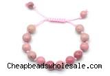 CGB8688 8mm,10mm round pink wooden jasper adjustable macrame bracelets