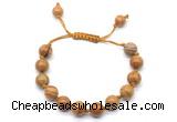 CGB8692 8mm,10mm round wooden jasper adjustable macrame bracelets