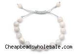 CGB8698 8mm,10mm round white crazy lace agate adjustable macrame bracelets