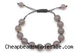 CGB8705 8mm,10mm round grey agate adjustable macrame bracelets