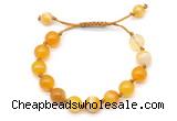 CGB8709 8mm,10mm round yellow banded agate adjustable macrame bracelets