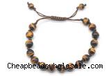 CGB8727 8mm,10mm round grade AA yellow tiger eye adjustable macrame bracelets