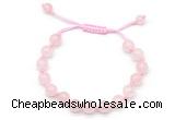 CGB8741 8mm,10mm round rose quartz adjustable macrame bracelets