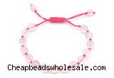 CGB8742 8mm,10mm round grade A rose quartz adjustable macrame bracelets