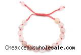 CGB8743 8mm,10mm round pink quartz adjustable macrame bracelets