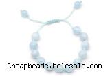 CGB8758 8mm,10mm round aquamarine adjustable macrame bracelets