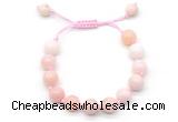 CGB8765 8mm,10mm round pink opal adjustable macrame bracelets