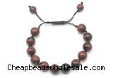 CGB8767 8mm,10mm round mahogany obsidian adjustable macrame bracelets