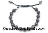 CGB8773 8mm,10mm round black labradorite adjustable macrame bracelets