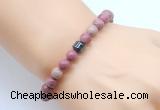 CGB8836 8mm, 10mm pink wooden jasper & drum hematite power beads bracelets