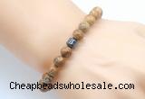 CGB8840 8mm, 10mm picture jasper & drum hematite power beads bracelets