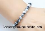 CGB8844 8mm, 10mm black & white jasper & drum hematite power beads bracelets