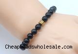 CGB8852 8mm, 10mm black obsidian & drum hematite power beads bracelets