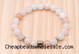 CGB8864 8mm, 10mm pink aventurine, drum & rondelle hematite beaded bracelets