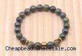 CGB8871 8mm, 10mm dragon blood jasper, drum & rondelle hematite beaded bracelets