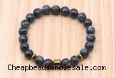 CGB8880 8mm, 10mm black labradorite, drum & rondelle hematite beaded bracelets