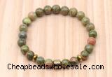 CGB8887 8mm, 10mm unakite, drum & rondelle hematite beaded bracelets