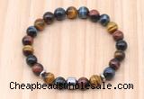 CGB8888 8mm, 10mm colorful tiger eye, drum & rondelle hematite beaded bracelets