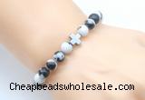 CGB8904 8mm, 10mm black & white jasper & cross hematite power beads bracelets