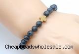 CGB8910 8mm, 10mm black labradorite & cross hematite power beads bracelets