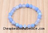 CGB8921 8mm, 10mm blue agate, cross & rondelle hematite beaded bracelets