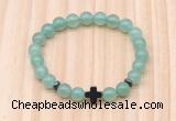 CGB8923 8mm, 10mm green aventurine, cross & rondelle hematite beaded bracelets