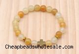 CGB8925 8mm, 10mm yellow aventurine, cross & rondelle hematite beaded bracelets