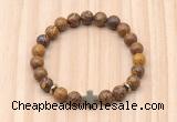 CGB8929 8mm, 10mm elephant skin jasper, cross & rondelle hematite beaded bracelets