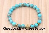 CGB8932 8mm, 10mm blue sea sediment jasper, cross & rondelle hematite beaded bracelets