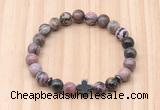 CGB8936 8mm, 10mm rhodonite, cross & rondelle hematite beaded bracelets