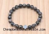 CGB8938 8mm, 10mm grey opal, cross & rondelle hematite beaded bracelets