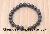 CGB8940 8mm, 10mm black labradorite, cross & rondelle hematite beaded bracelets