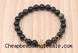 CGB8941 8mm, 10mm golden obsidian, cross & rondelle hematite beaded bracelets