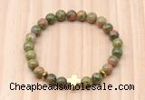 CGB8947 8mm, 10mm unakite, cross & rondelle hematite beaded bracelets