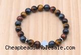 CGB8948 8mm, 10mm colorful tiger eye, cross & rondelle hematite beaded bracelets