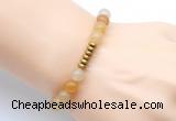 CGB8955 8mm, 10mm yellow aventurine & rondelle hematite beaded bracelets