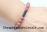 CGB8956 8mm, 10mm pink wooden jasper & rondelle hematite beaded bracelets