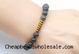 CGB8961 8mm, 10mm dragon blood jasper & rondelle hematite beaded bracelets