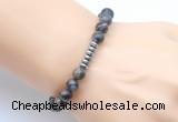 CGB8968 8mm, 10mm grey opal & rondelle hematite beaded bracelets