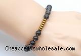 CGB8973 8mm, 10mm smoky quartz & rondelle hematite beaded bracelets