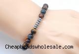 CGB8978 8mm, 10mm colorful tiger eye & rondelle hematite beaded bracelets