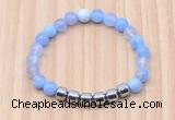 CGB8981 8mm, 10mm blue agate & drum hematite beaded bracelets