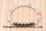 CGB8984 8mm, 10mm pink aventurine & drum hematite beaded bracelets