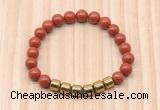 CGB8987 8mm, 10mm red jasper & drum hematite beaded bracelets