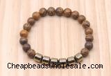 CGB8989 8mm, 10mm elephant skin jasper & drum hematite beaded bracelets