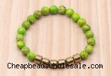 CGB8993 8mm, 10mm green sea sediment jasper & drum hematite beaded bracelets