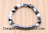 CGB8994 8mm, 10mm black & white jasper & drum hematite beaded bracelets