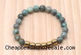 CGB8997 8mm, 10mm African turquoise & drum hematite beaded bracelets