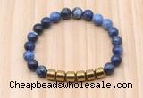 CGB9005 8mm, 10mm sodalite & drum hematite beaded bracelets